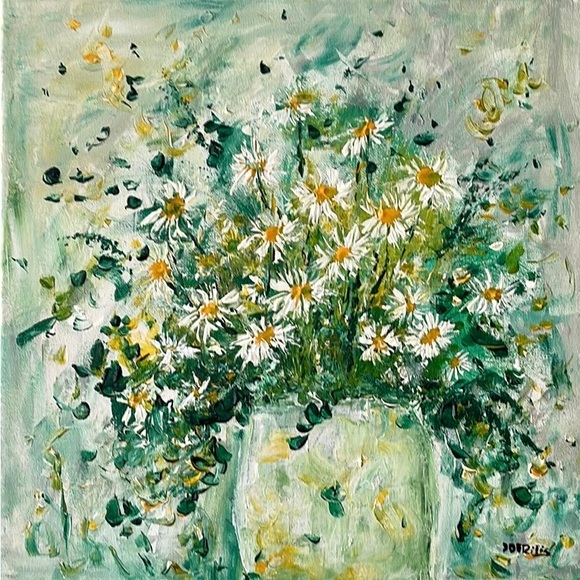 Other - SIGNED ORIGINAL ACRYLIC FLORAL  PAINTING “daisy kind of day”
